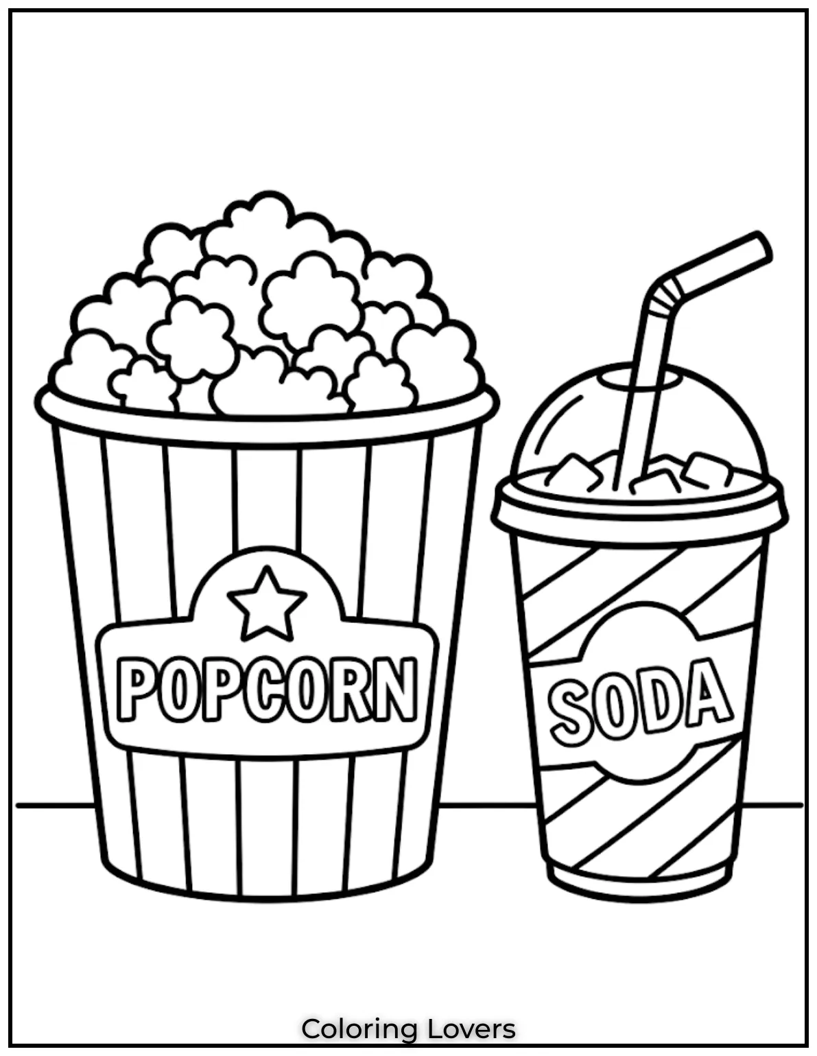 Super Cute Popcorn Coloring Pages Kids Love to Color 9 Soda Popcorn Coloring Pages