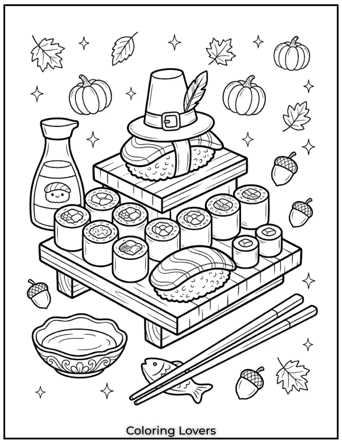 Cute Sushi Coloring Pages All Will Absolutely Love 27 A soy sauce sushi coloring page completes the meal scene with realistic details.