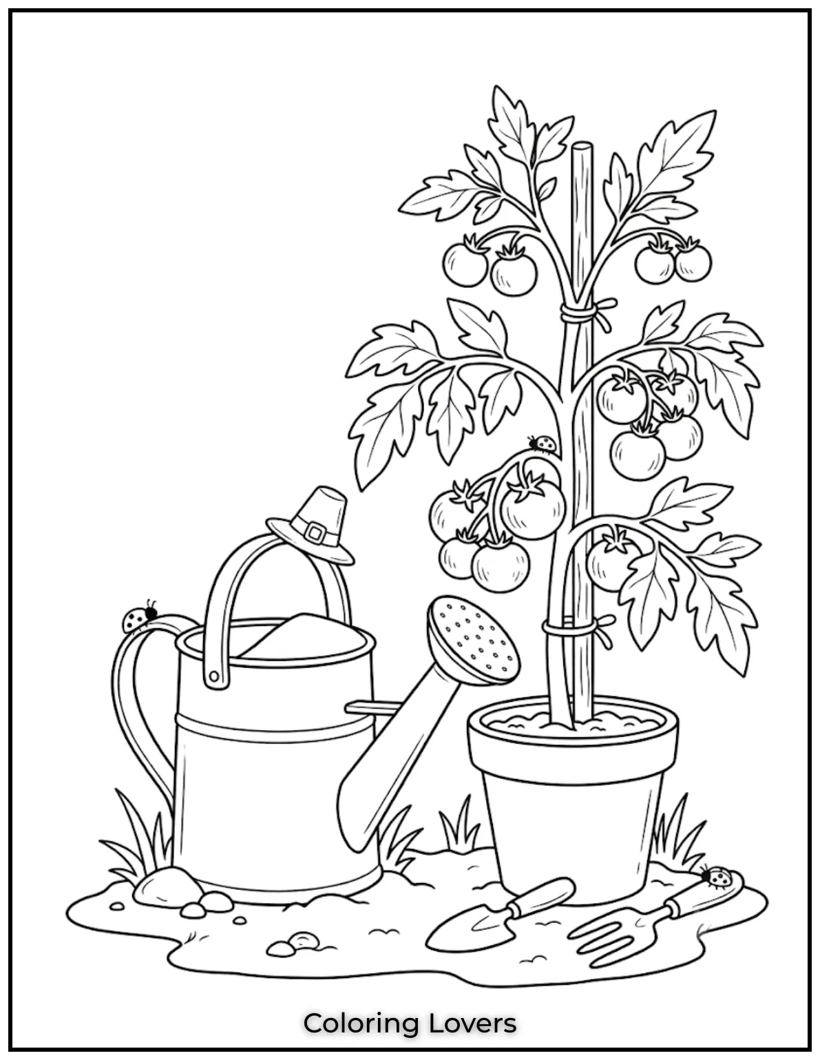 Amazing Tomato Coloring Pages Packed with Fun and Smiles 11 Watering Tomato Coloring Page