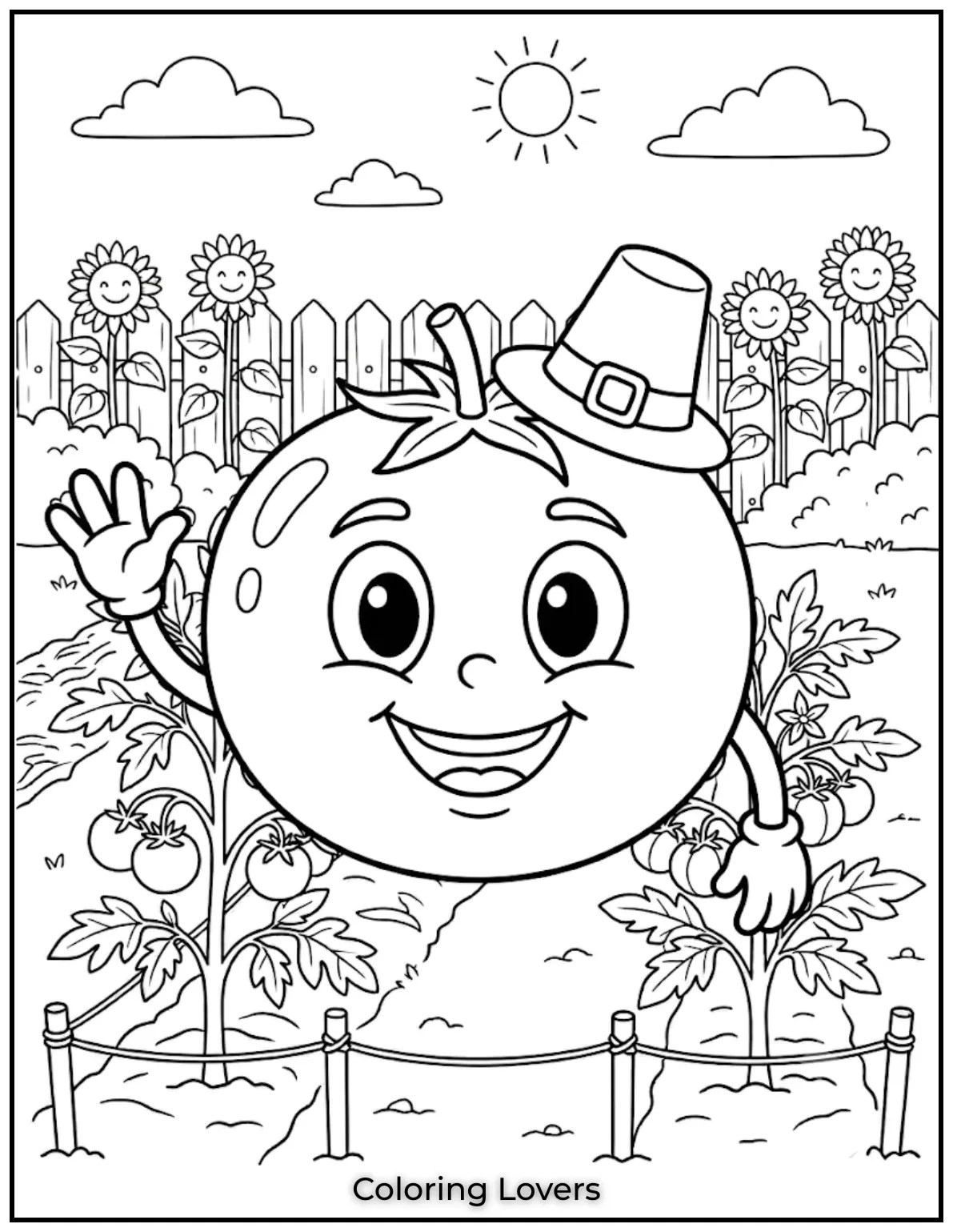 Amazing Tomato Coloring Pages Packed with Fun and Smiles 16 Waving Bob Tomato Coloring Page