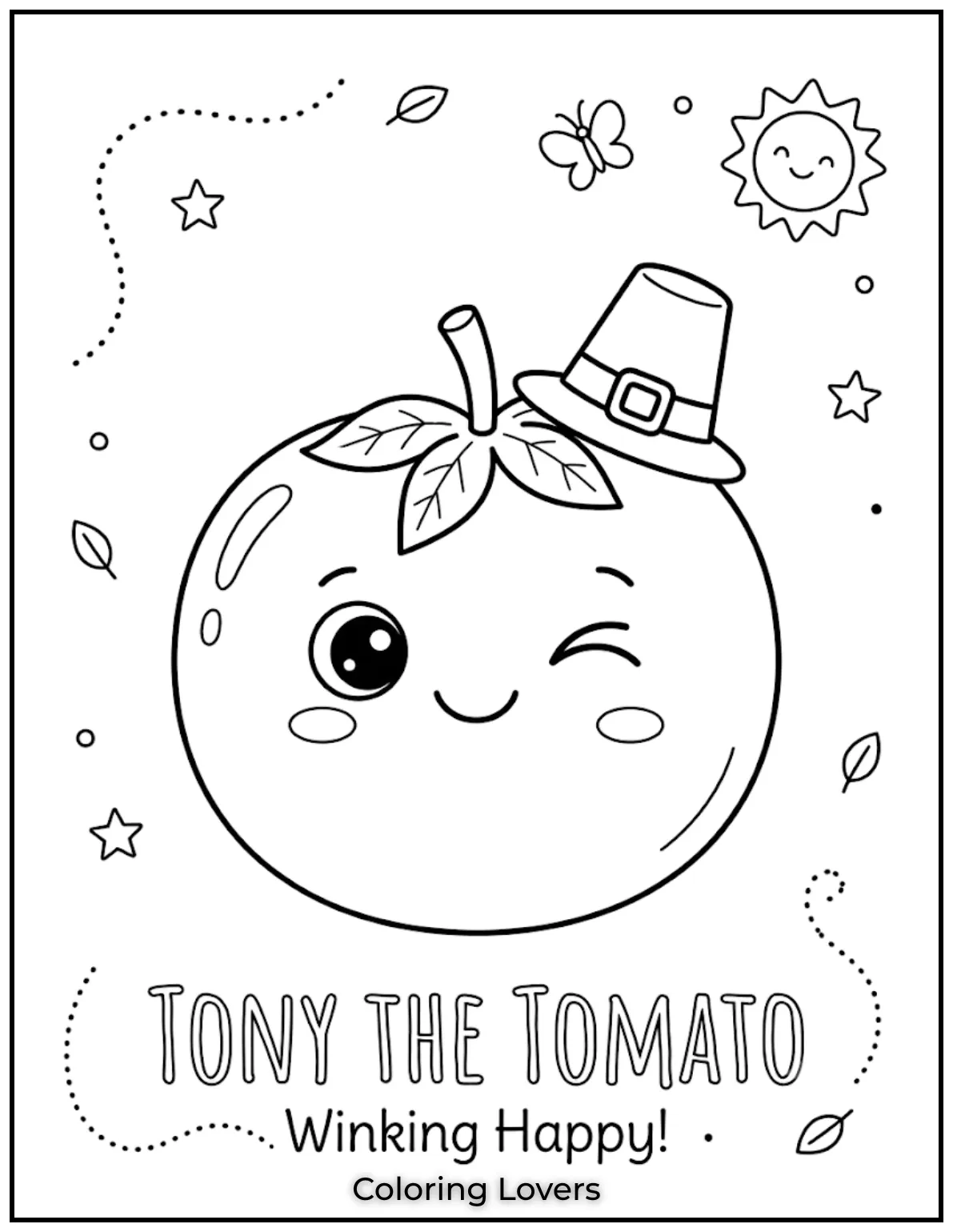 Amazing Tomato Coloring Pages Packed with Fun and Smiles 4 Winking Tomato Coloring Page