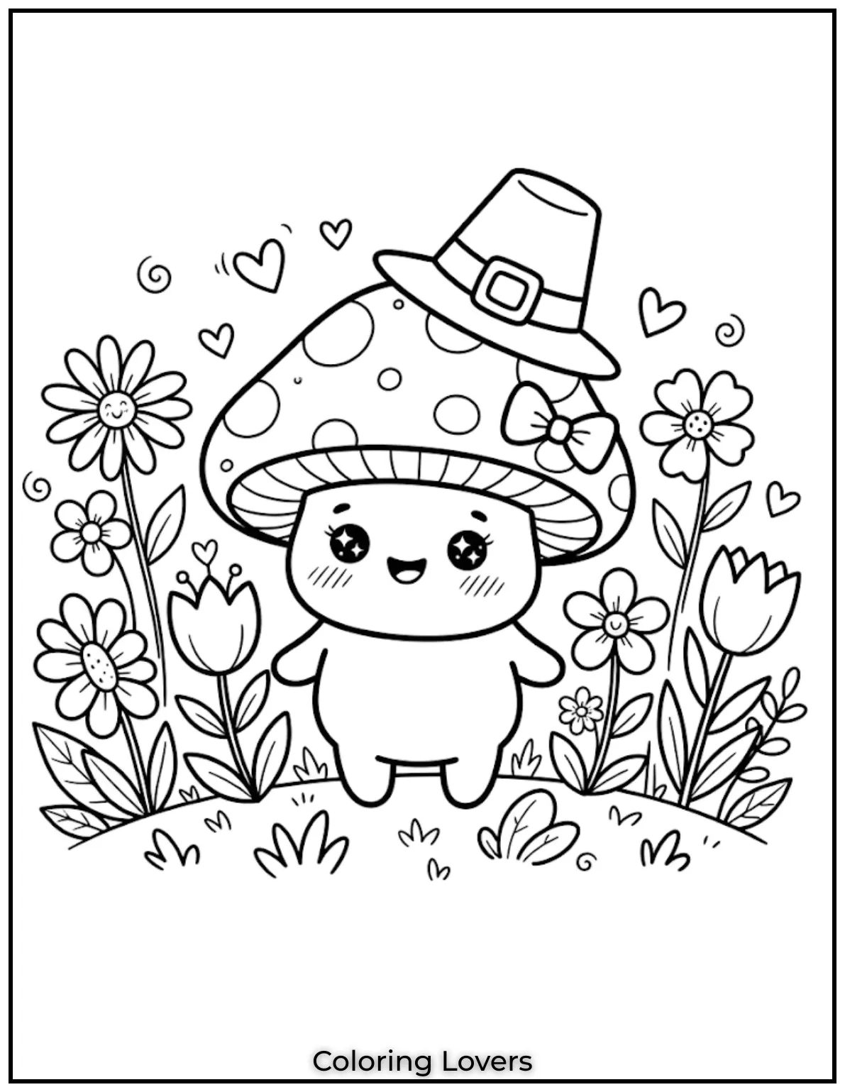 Amazing Mushroom Coloring Pages Kids Will Absolutely Love 10 Little mushroom friends wearing tiny bows bring gentle charm and playful happiness to every colorful masterpiece you create.