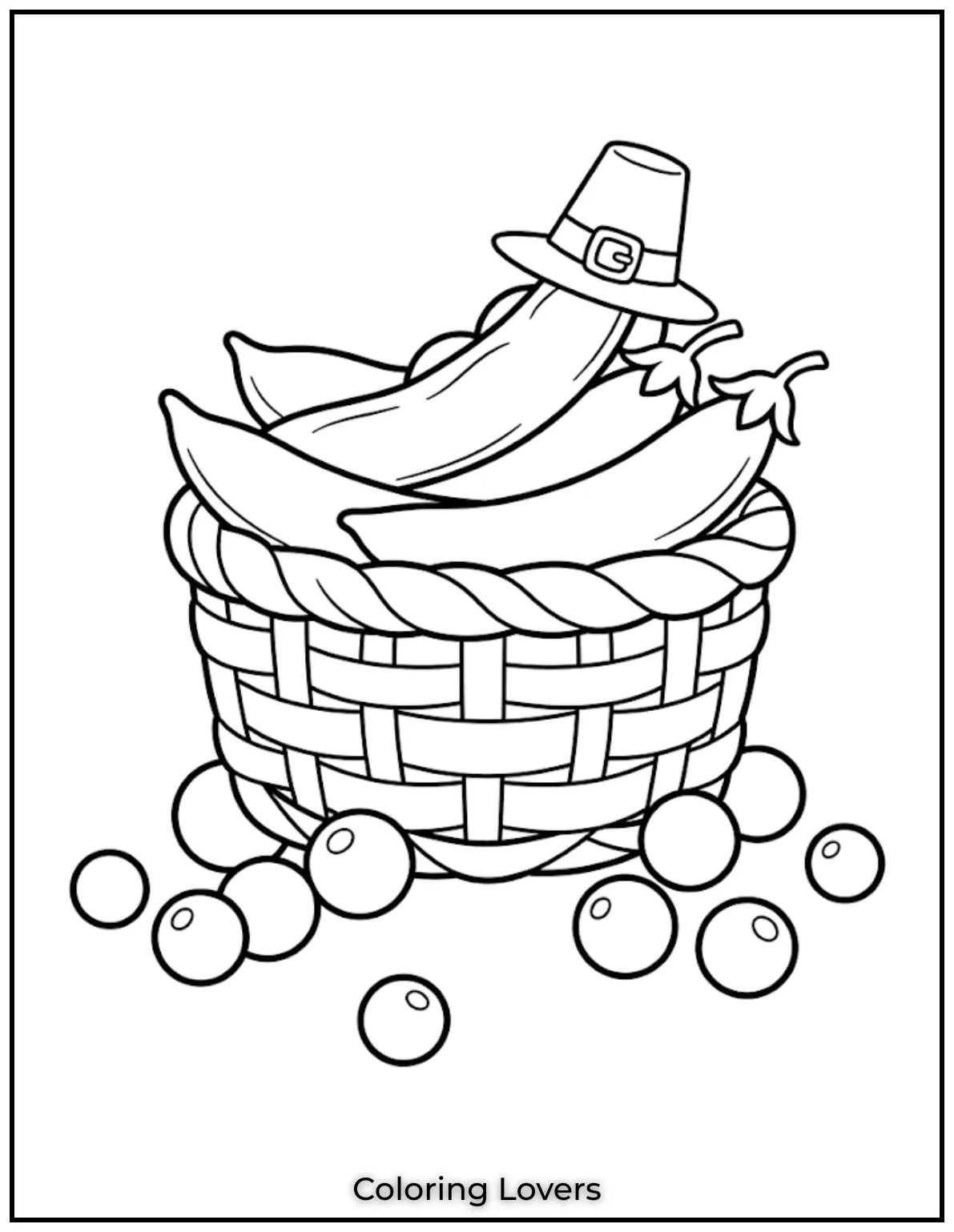 Cute Pea Coloring Pages for Fun Creative Coloring 7 Basket Peas Coloring Pag