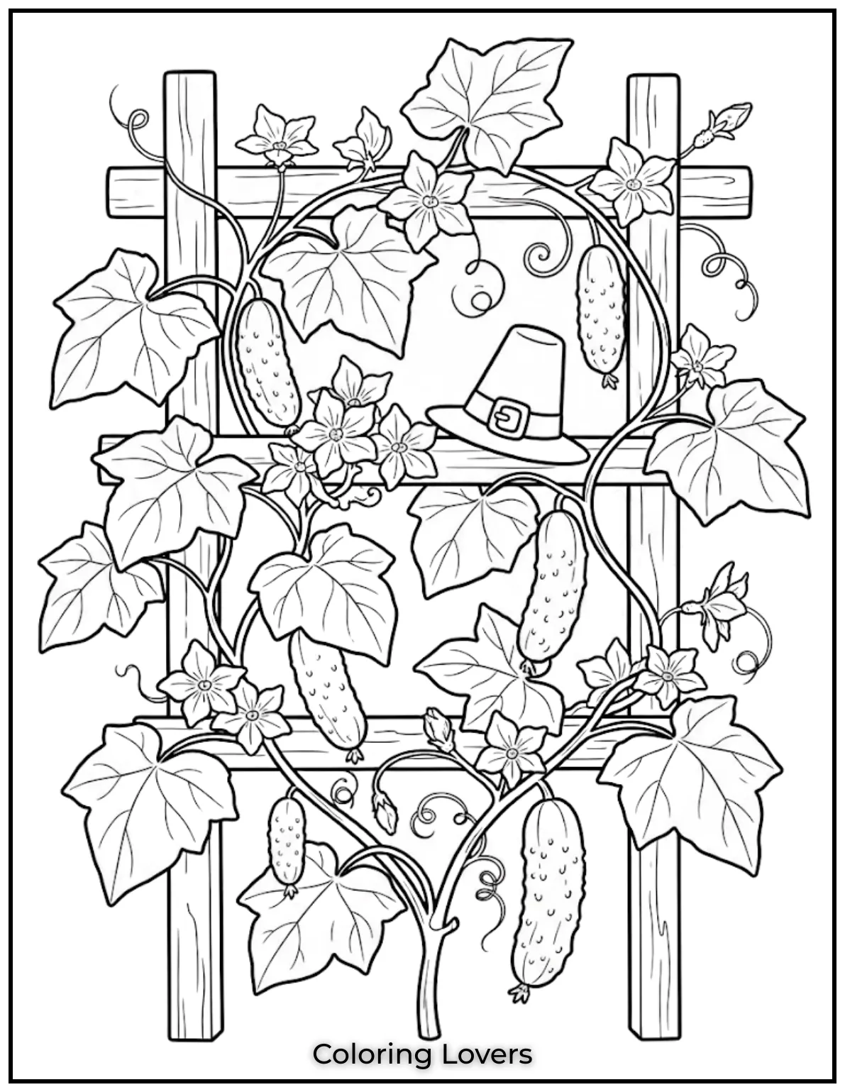 The Funniest Cucumber Coloring Pages You Need Today 21 Fresh blossoms, healthy vines, and broad leaves showcase thriving cucumber plants with inviting details for relaxing coloring experiences together.
