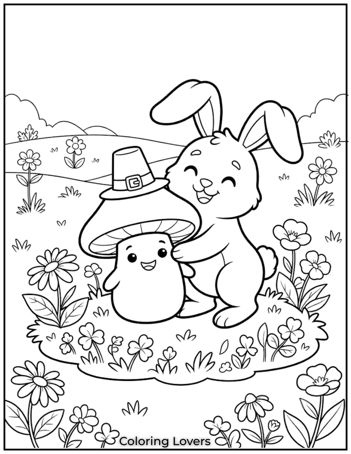 Amazing Mushroom Coloring Pages Kids Will Absolutely Love 12 Friendly bunnies happily meet cheerful mushrooms, filling every page with playful woodland magic and creative coloring excitement daily.