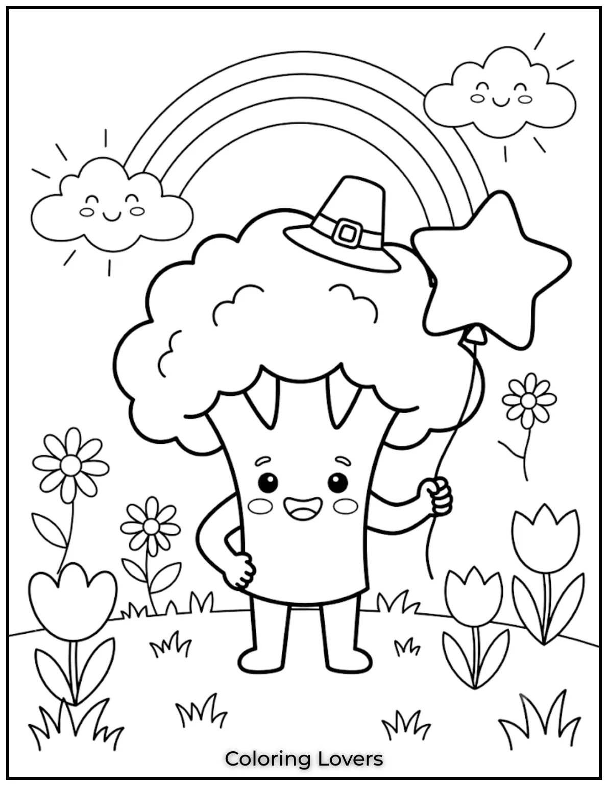 Printable Broccoli Coloring Pages Everyone Will Love 7 Cartoon Broccoli Coloring Page