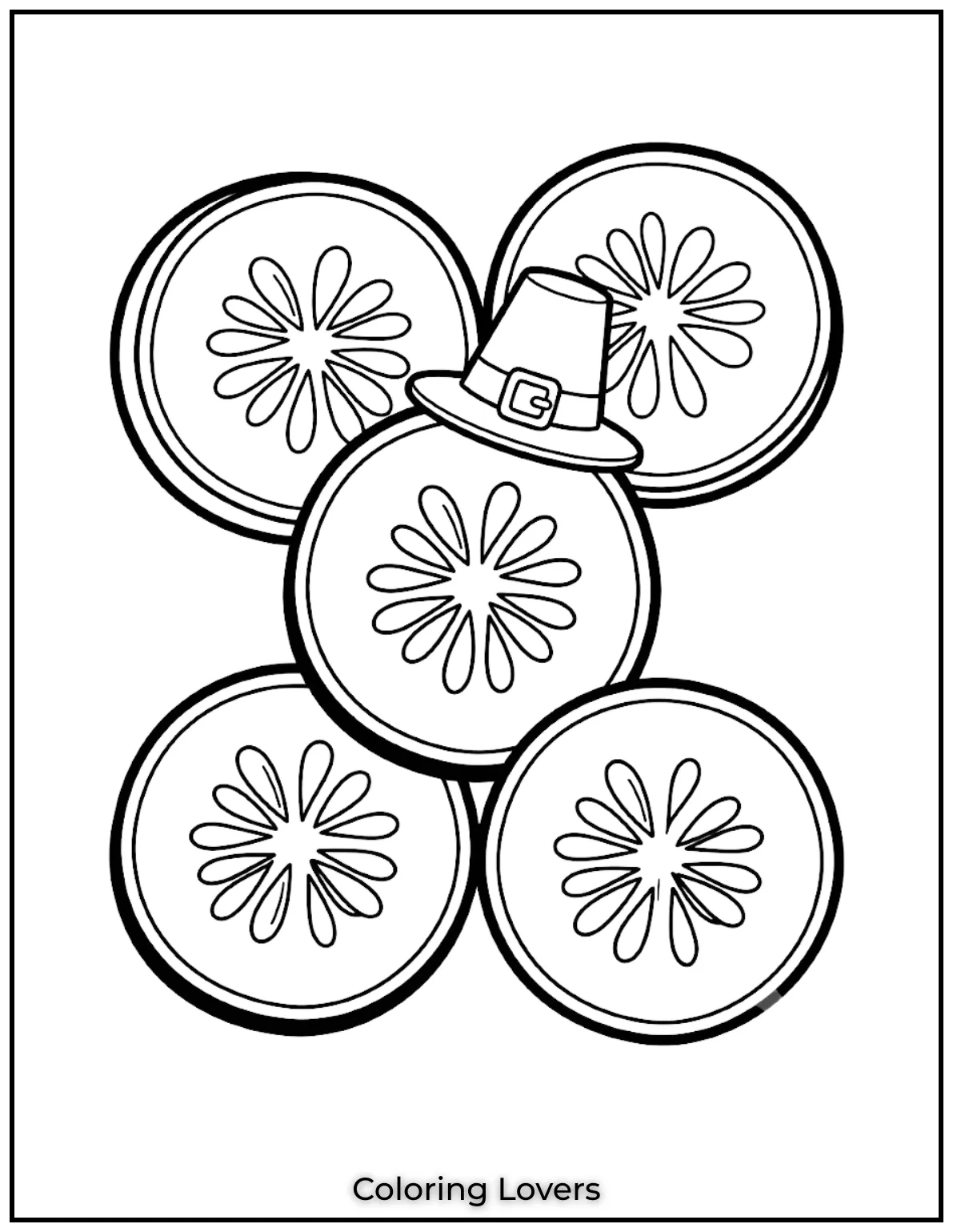 The Funniest Cucumber Coloring Pages You Need Today 19 Perfectly round cucumber slices highlight natural seed patterns using bold lines that remain simple for beginners and families.