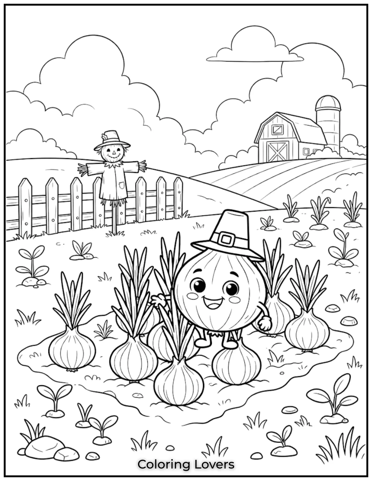 Cute Onion Coloring Pages to Print & Enjoy for Free 7 Farm Onion Coloring Page