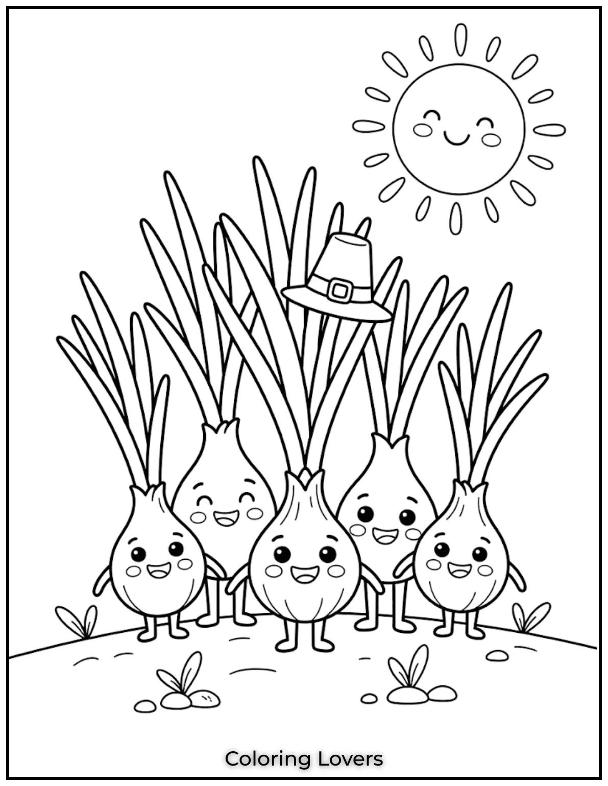 Cute Onion Coloring Pages to Print & Enjoy for Free 3 Happy Onion Coloring Page