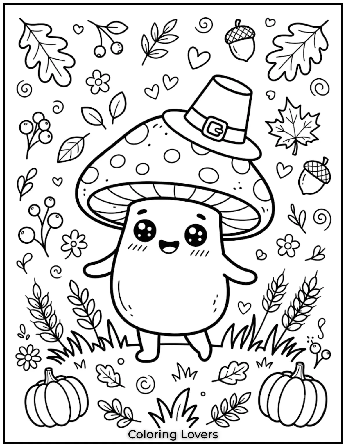 Amazing Mushroom Coloring Pages Kids Will Absolutely Love 9 Sweet kawaii mushrooms with sparkling eyes and tiny smiles create adorable artwork everyone loves coloring every single time.
