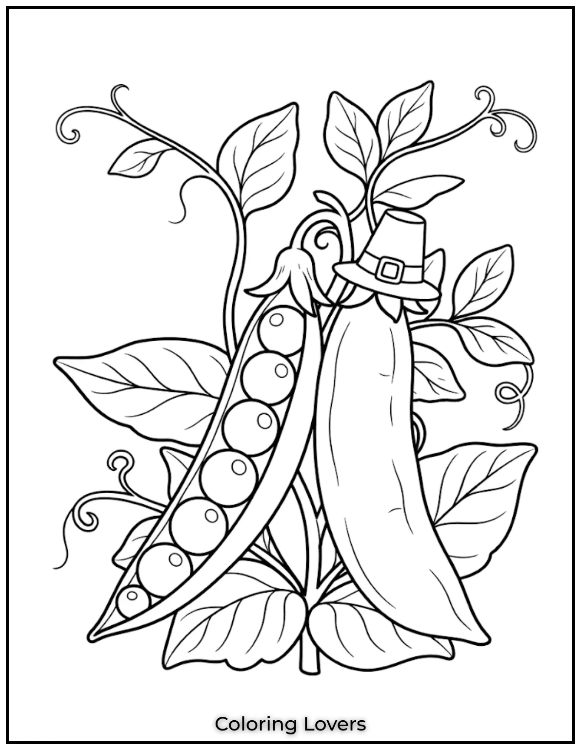 Cute Pea Coloring Pages for Fun Creative Coloring 5 Opened Pod Coloring Page