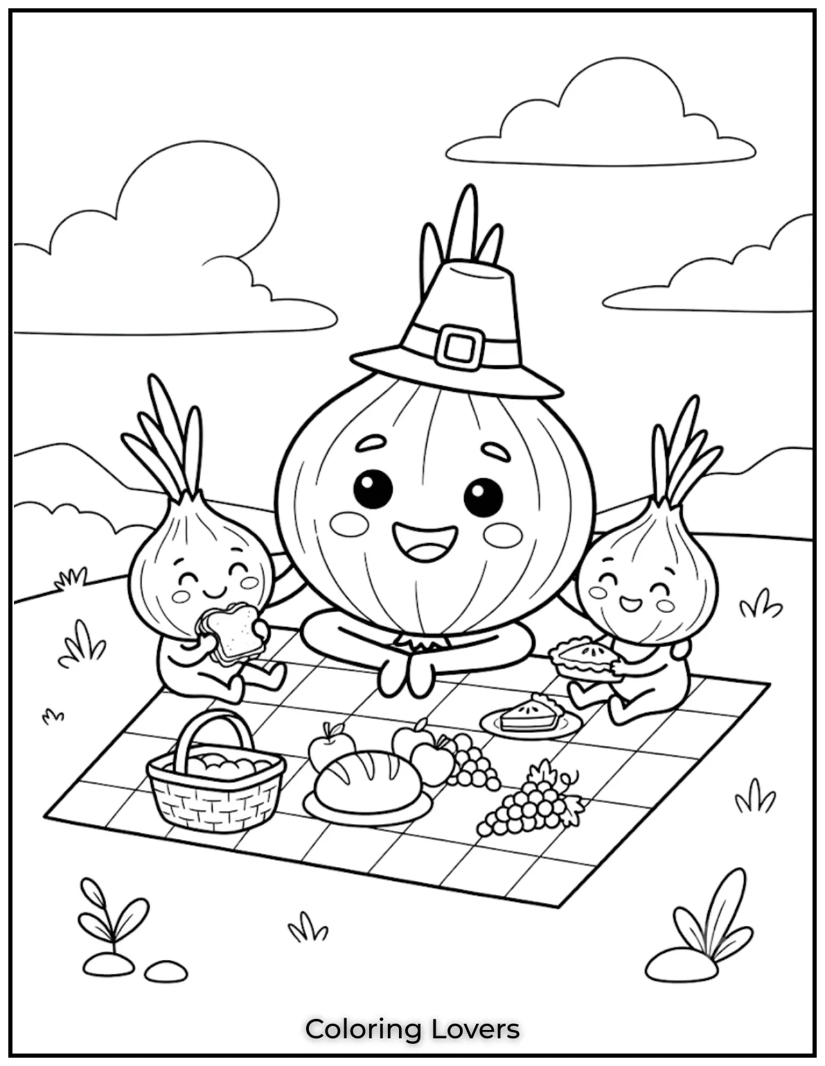 Cute Onion Coloring Pages to Print & Enjoy for Free 8 Picnic Onion Coloring Page