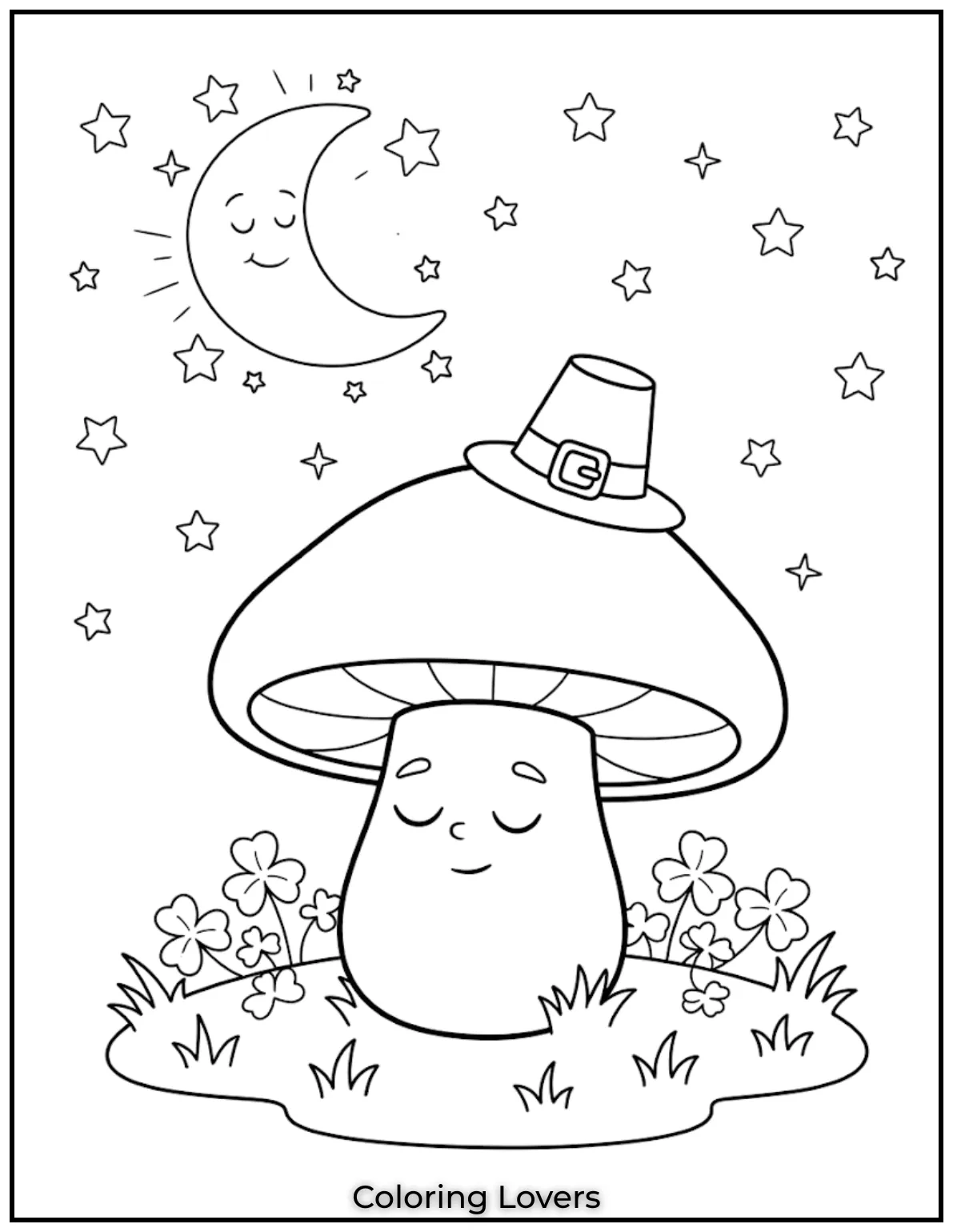 Amazing Mushroom Coloring Pages Kids Will Absolutely Love 14 Dreamy mushrooms rest beneath glowing stars, encouraging calm creativity while every coloring session feels peaceful and wonderfully relaxing.