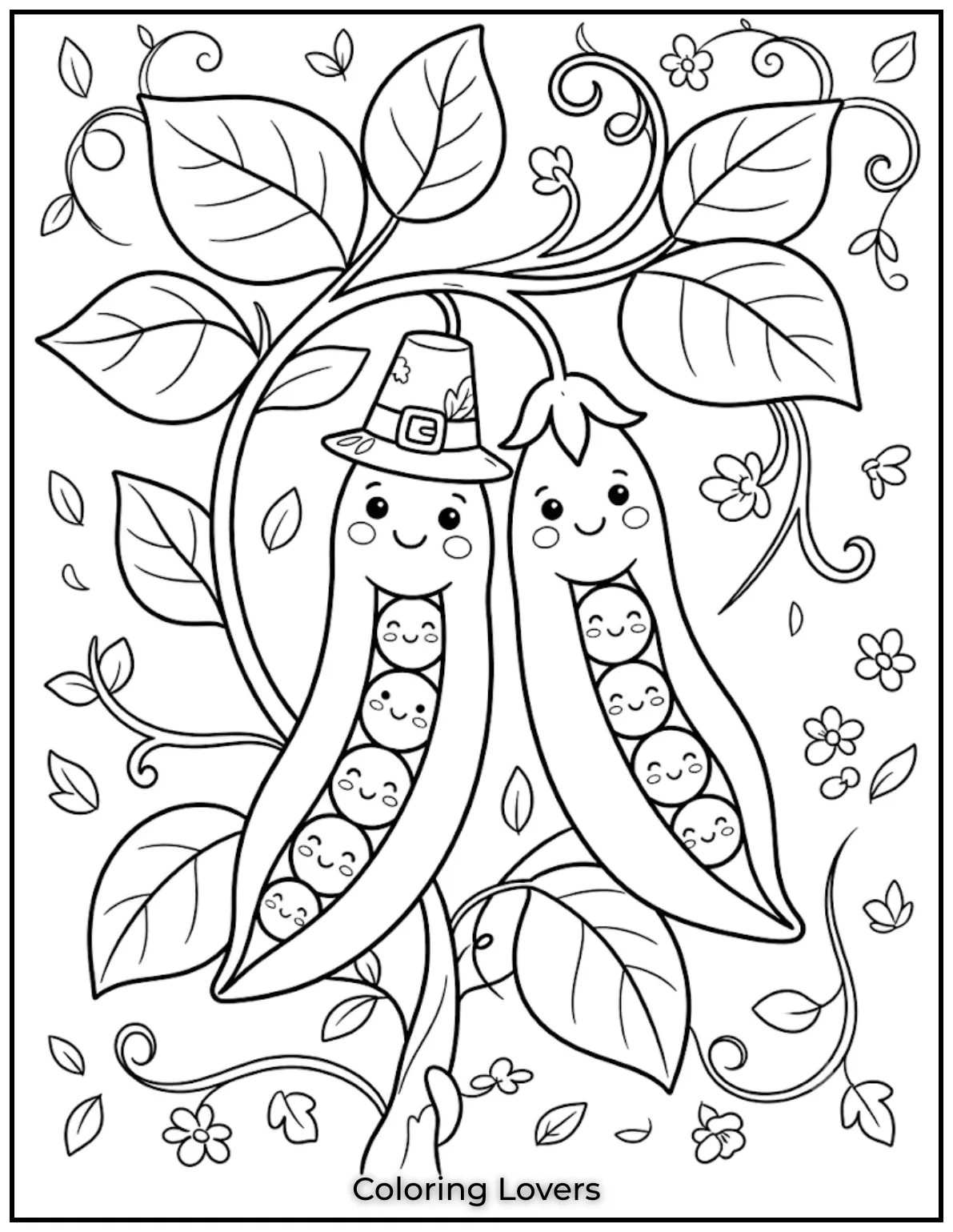 Cute Pea Coloring Pages for Fun Creative Coloring 13 Twin Pods Coloring Page