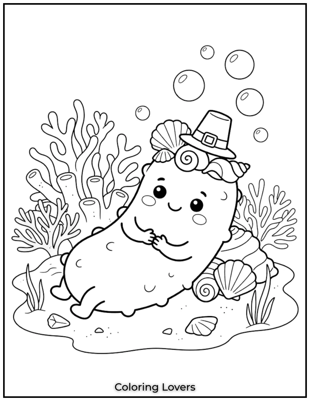 The Funniest Cucumber Coloring Pages You Need Today 12 Gentle ocean bubbles, peaceful shells, and smiling sea creatures create an inviting underwater coloring adventure for every artist.