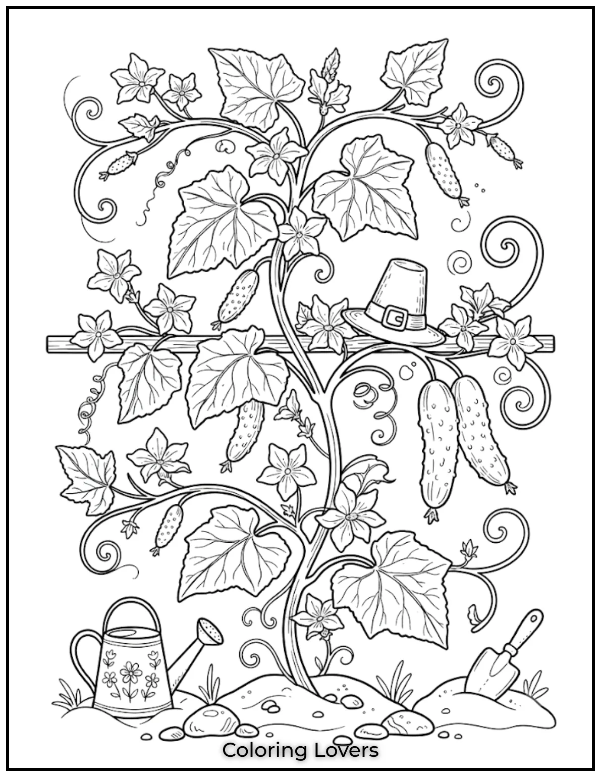 The Funniest Cucumber Coloring Pages You Need Today 17 Classic botanical styling, decorative vines, and timeless garden elements provide relaxing artwork with beautifully balanced printable details throughout.